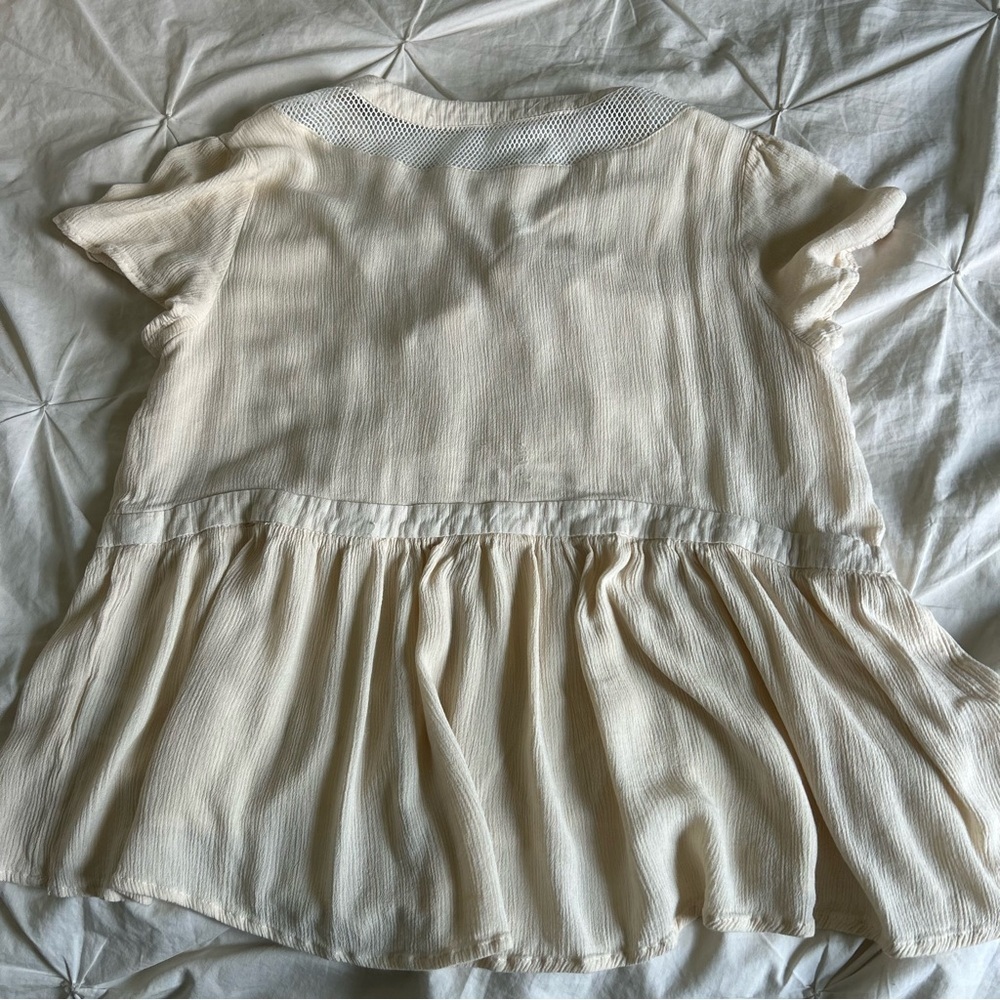 Womens Listicle Large Cream Tie Front Ruffled Blouse - Picture 5 of 6